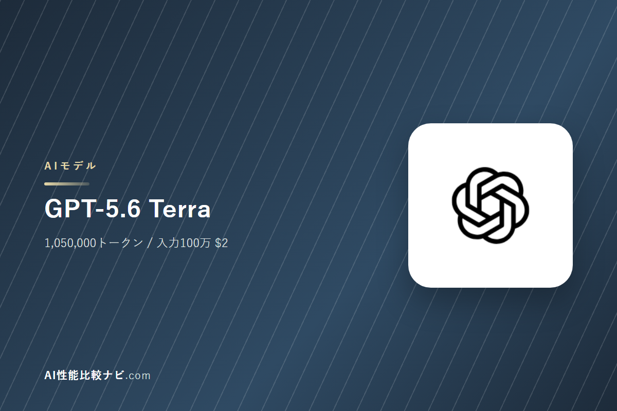 GPT-5.6 Terraの性能と料金｜コンテキスト1,050,000トークン・100万トークン$2