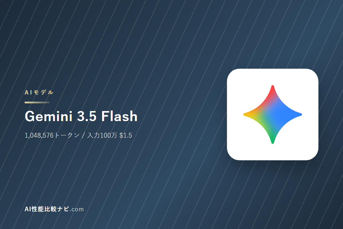 Gemini 3.5 Flashの性能と料金｜コンテキスト1,048,576トークン・100万トークン$1.5